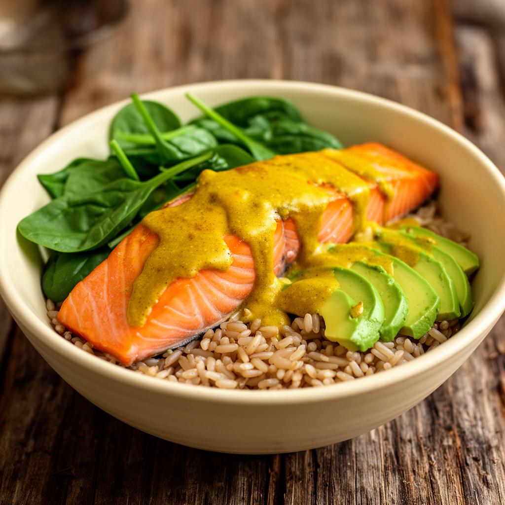 Turmeric golden salmon bowl